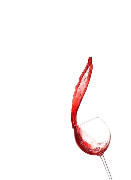 从玻璃、 孤立在白色背景上溅的红酒 — 图库照片