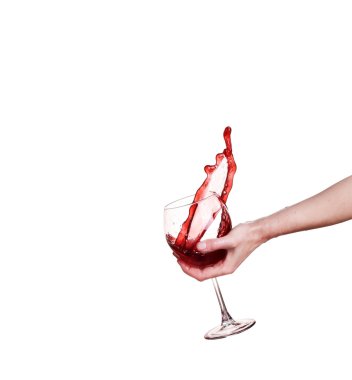 kırmızı şarap cam, beyaz zemin üzerine izole sıçramasına