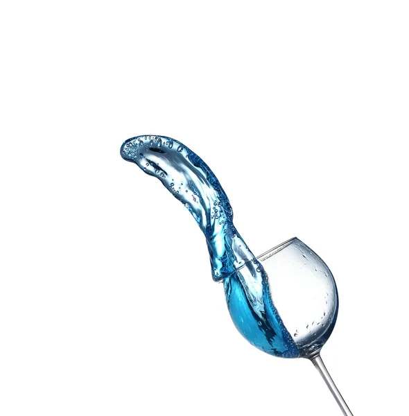 Blue alcoholic cocktail on white isolate splash — Stock Photo, Image