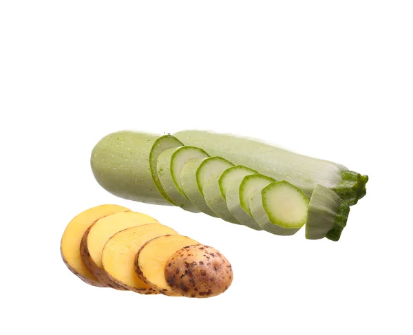 Zucchine con patate su un bianco — Foto Stock