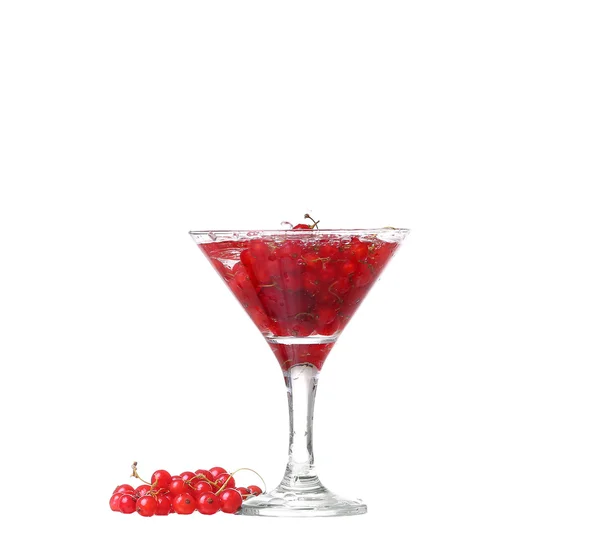 Water with red currants isolated on white — Stock Photo, Image