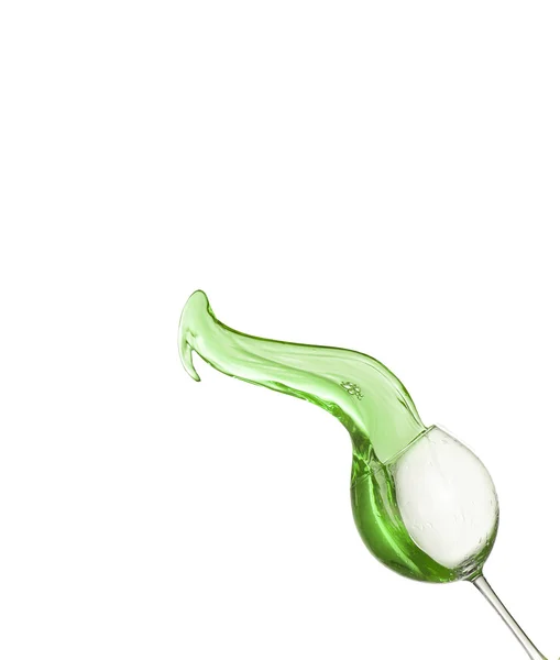 Green alcoholic cocktail on white isolate splash — Stock Photo, Image