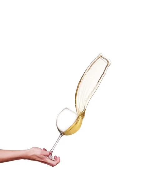 Salpicadura de vino blanco aislado en blanco — Foto de Stock