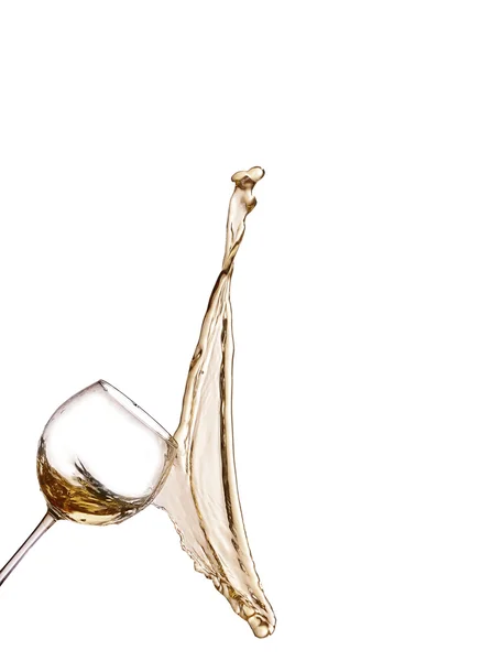 Λευκό κρασί splash απομονώνονται σε λευκό — Φωτογραφία Αρχείου
