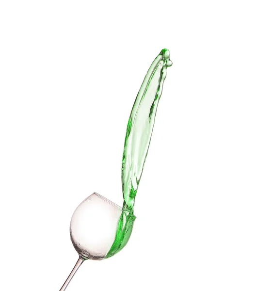 Green alcoholic cocktail on white isolate splash — Stock Photo, Image