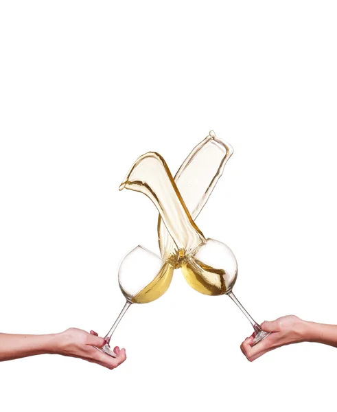 Λευκό κρασί splash απομονώνονται σε λευκό — Φωτογραφία Αρχείου