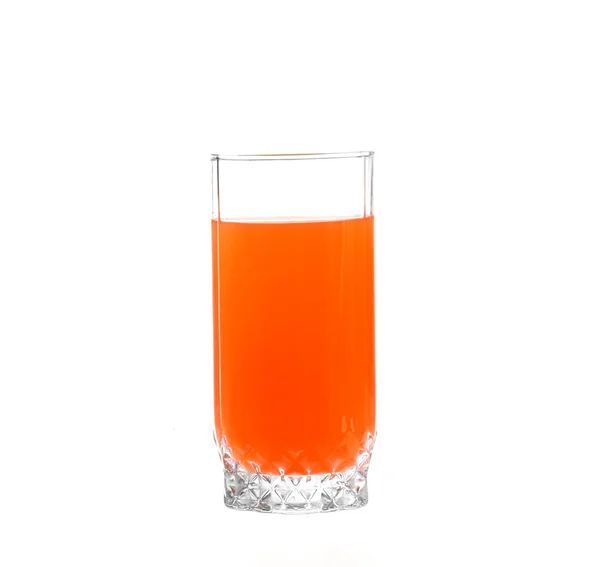 Jus jeruk dalam gelas dan isolasi putih — Stok Foto