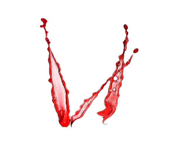 Beyaz zemin üzerinde izole kırmızı şarap sıçramalarına — Stok fotoğraf