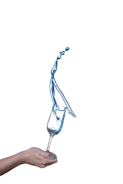 Cocktail alcoolique bleu sur éclaboussure d'isolat blanc — Photo
