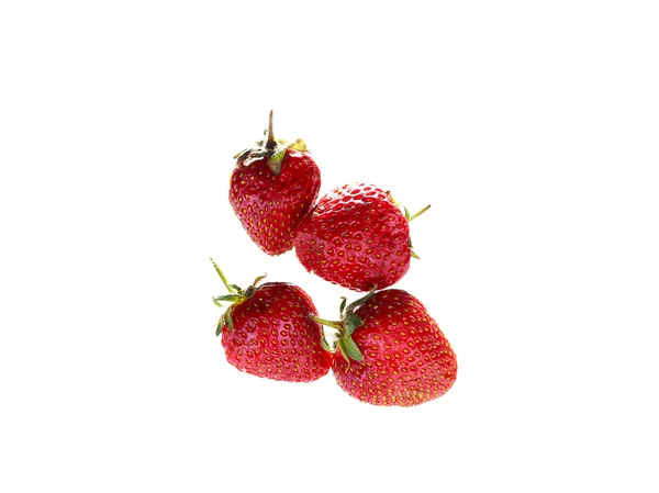 Background of strawberries in two rows in isolation top view — Stock Photo, Image