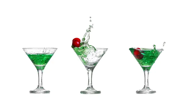 Cocktail verde collage con isolato su sfondo bianco — Foto Stock