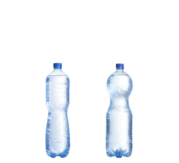 拼贴与空白标签的苏打水瓶子。孤立对白色 — 图库照片