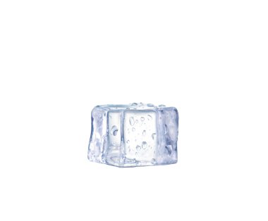 Beyaz zemin üzerinde üç buz küpü.