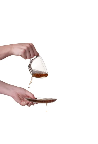 Glas kopje thee met splash — Stockfoto