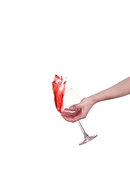 赤ワインのガラスから、白い背景で隔離のしぶき — ストック写真