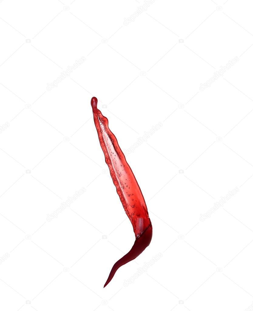 Red wine splashes isolated on white background