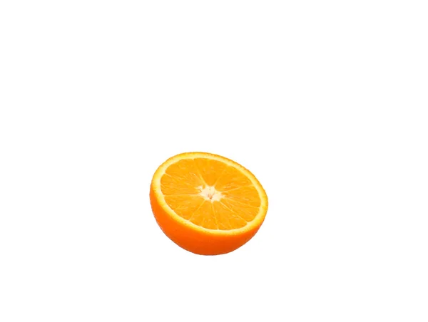 Orange fruit half and two segments or cantles isolated on white background cutout — Stock Photo, Image