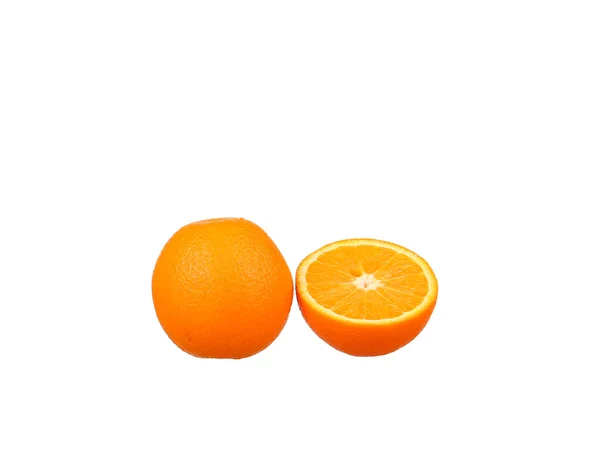 Orange fruit half and two segments or cantles isolated on white background cutout — Stock Photo, Image