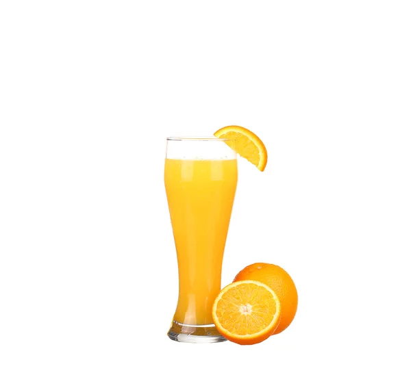 Orange juice and slices of orange isolated on white — Stock Photo, Image