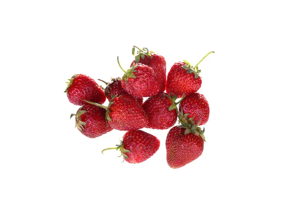 Background of strawberries in two rows in isolation top view — Stock Photo, Image