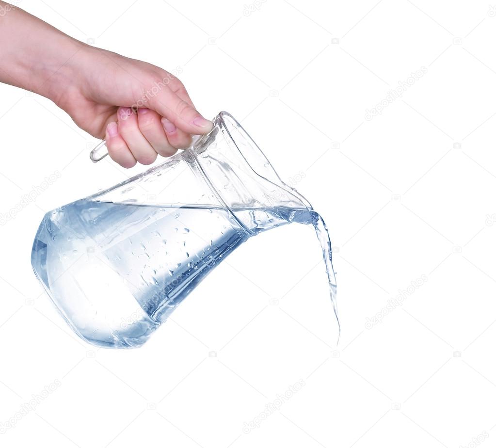 Pouring water from glass pitcher on white background Stock Photo by  ©Santiaga 80532748