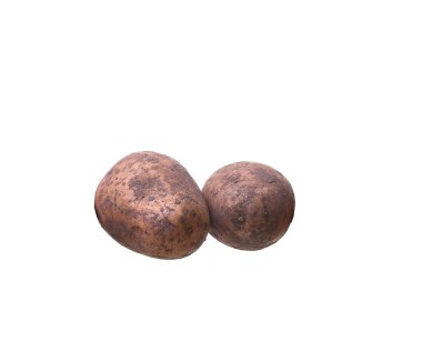 Patates, beyaz arkaplanda izole edilmiş. Yakın plan.