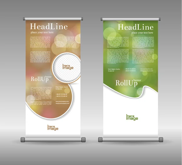 Banner zusammenrollen abstrakte geometrische farbenfrohe Gestaltung, Werbung — Stockvektor