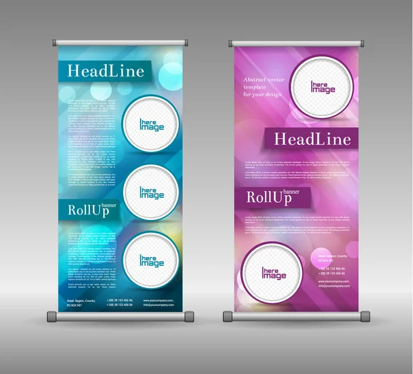 Roll Up Banner Diseño colorido geométrico abstracto, Publicidad — Vector de stock