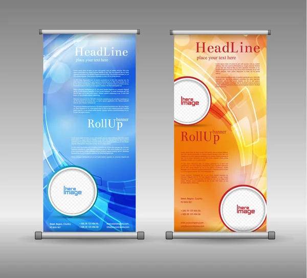 Roll Up Banner Design géométrique coloré abstrait, publicité — Image vectorielle