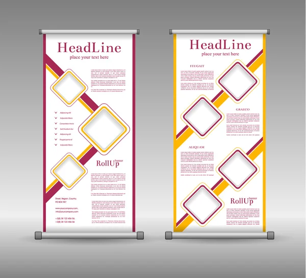 Roll Up Banner Design géométrique coloré abstrait, publicité — Image vectorielle