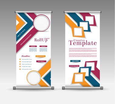 Afiş soyut geometrik renkli tasarım kadar rulo.