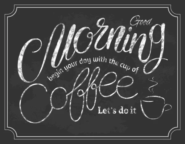 Goede ochtend belettering. Koffie citaten. Handgeschreven ontwerp. — Stockvector