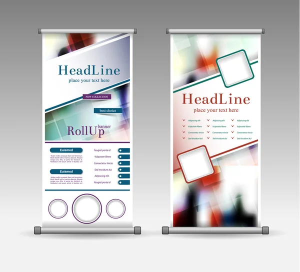 Roll Up Banner abstraktní geometrické barevný Design. — Stockový vektor