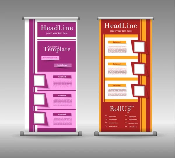 Roll Up Banner Design colorido geométrico abstrato . — Vetor de Stock