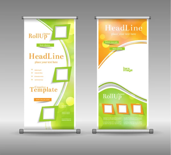 Roll-Up Banner absztrakt, geometrikus színes Design. — Stock Vector