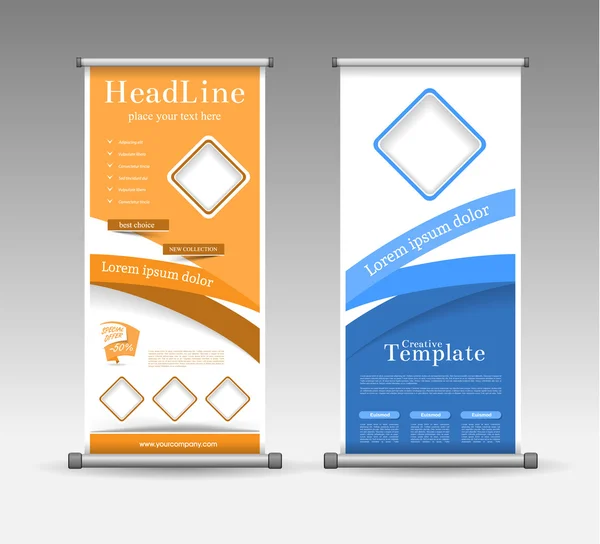 Roll Up Banner Design géométrique coloré abstrait . — Image vectorielle