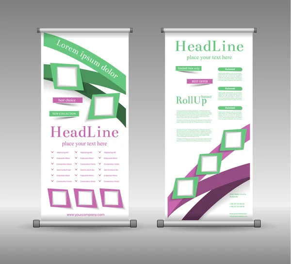 Roll-Up Banner absztrakt, geometrikus színes Design. — Stock Vector