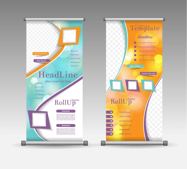 Roll-Up Banner absztrakt, geometrikus színes Design. — Stock Vector