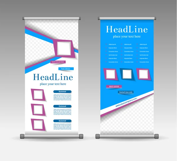 Roll Up Banner abstraktní geometrické barevný Design. — Stockový vektor