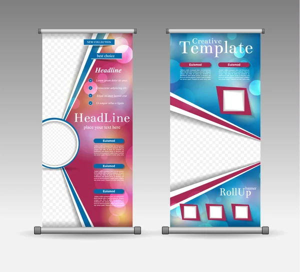 Roll-Up Banner absztrakt, geometrikus színes Design. — Stock Vector