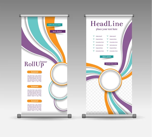 Roll Up Banner Design géométrique coloré abstrait . — Image vectorielle