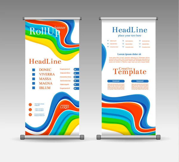 Roll Up Banner Design géométrique coloré abstrait, publicité — Image vectorielle