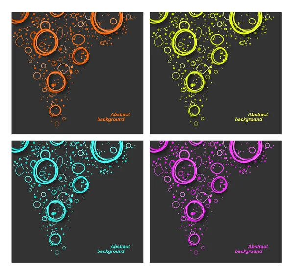 Ensemble de décors abstraits avec éclaboussures fluorescentes et cercles — Image vectorielle