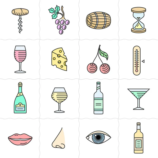 Conjunto de iconos de vino — Vector de stock