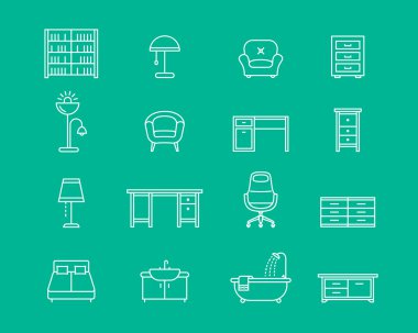 Furniture vector icons clipart