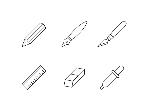 Drawing and painting tools icons — Stock Vector