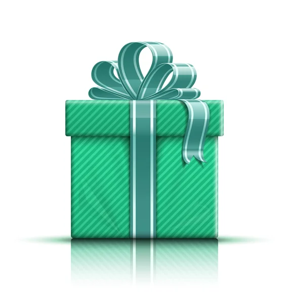 带缎带的绿色礼品盒 — 图库矢量图片