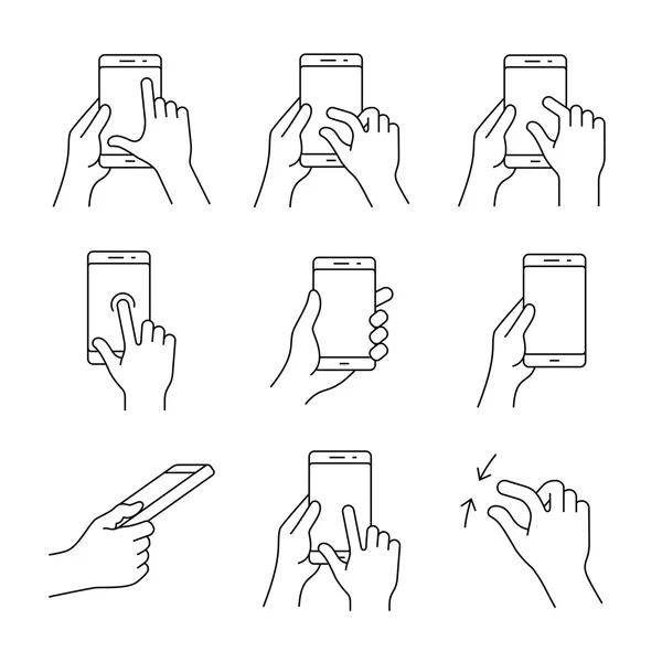 Смартфони жест іконки — стоковий вектор