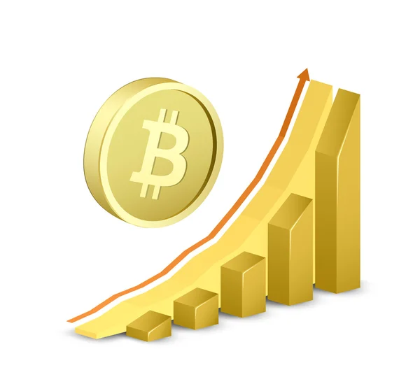 Bitcoin işareti ile büyüme grafiği — Stok Vektör