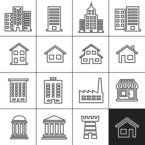 Ícones de edifícios — Vetor de Stock